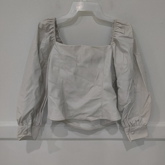 SOILED Lucy Paris Womens Crop Top Faux Leather Square Neck Top Size M $80 2A088 - Picture 2 of 3